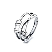 Load image into Gallery viewer, Adjustable Sterling Silver Spinner Ring, Fidget Ring with Rotating Band for Everyday Wear
