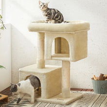 Load image into Gallery viewer, Wooden Cat Tree Scratching Post with Natural Sisal
