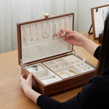 Load image into Gallery viewer, Solid Walnut Double Layer Jewelry Box Organizer
