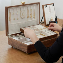 Load image into Gallery viewer, Solid Walnut Double Layer Jewelry Box Organizer
