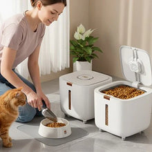 Load image into Gallery viewer, Cat Food Storage Container Airtight Barrel White
