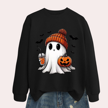 Load image into Gallery viewer, Women's Halloween Sweatshirt with Ghost and Pumpkin Print, Relaxed Fit
