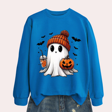 Load image into Gallery viewer, Women's Halloween Sweatshirt with Ghost and Pumpkin Print, Relaxed Fit
