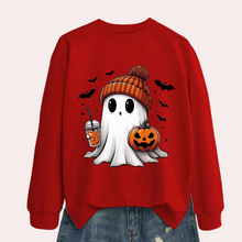 Load image into Gallery viewer, Women's Halloween Sweatshirt with Ghost and Pumpkin Print, Relaxed Fit
