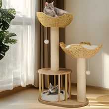 Load image into Gallery viewer, Three Level Plush Cat Tree with Sturdy Sisal Scratching Posts
