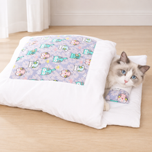 Load image into Gallery viewer, Enclosed Cave Sleeping Bag with Built In Pillow for Cats
