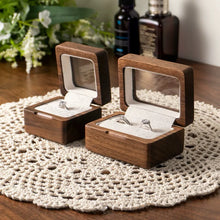 Load image into Gallery viewer, Natural Solid Wood Ring Box With Clear Window Lid
