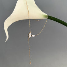 Load image into Gallery viewer, Moissanite Marquise Lariat Necklace with Sterling Silver Tassel and Adjustable Drop, D Color VVS1
