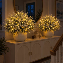 Load image into Gallery viewer, Light Up Norfolk Pine Branch with Warm Golden Twinkles Battery Powered in Classic Red Berry Or Frosted
