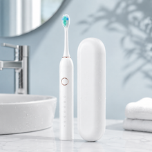 Load image into Gallery viewer, Sonic Electric Toothbrush with Two Minute Timer and Four Replacement Heads
