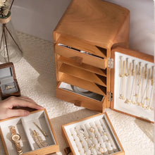 Load image into Gallery viewer, Walnut Jewelry Organizer Chest with Drawers
