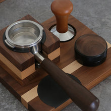 Load image into Gallery viewer, Espresso Tamping Station, Black Walnut Wood Stand
