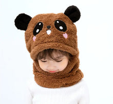Load image into Gallery viewer, Kids Fuzzy Panda Scarf Hat with Ears
