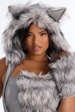 Load image into Gallery viewer, Plush Costume Set with Corset Top and Furry Hood
