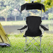 Load image into Gallery viewer, Portable Canopy Lounge Chair with Adjustable Sunshade and Cup Holder
