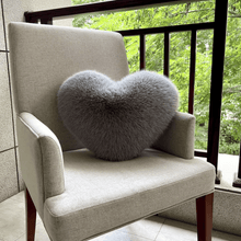 Load image into Gallery viewer, Heart Shaped Faux Fur Pillow with Soft Cotton Filling in Six Colors and 12.6 by 15.7 Inches
