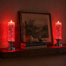 Load image into Gallery viewer, Flameless Glitter Glow Candle with Swirling Shimmer and Golden LED Light in White Gold Or Red
