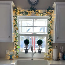 Load image into Gallery viewer, Fairy Light Garland with Ornament Accents in Five Styles, 4.9 Feet Long with Golden Lights for Indoor Decor
