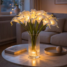 Load image into Gallery viewer, Light Up Calla Lily Bouquet with Ten White Blooms and Warm Glow Standing 15 Inches Tall
