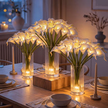 Load image into Gallery viewer, Light Up Calla Lily Bouquet with Ten White Blooms and Warm Glow Standing 15 Inches Tall
