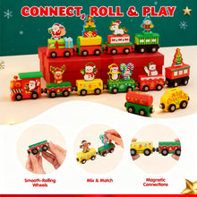 Load image into Gallery viewer, Magnetic Train Car Advent Calendar with 12 Connecting Cars and Numbered Doors
