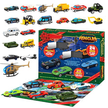 Load image into Gallery viewer, Toy Vehicle Advent Calendar with 24 Mini Cars and Trucks in 1 to 64 Scale for Car Fans
