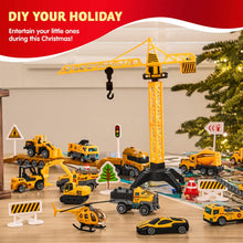 Load image into Gallery viewer, Construction Vehicle Advent Calendar with 24 Pieces and City Play Mat for Kids
