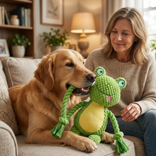 Load image into Gallery viewer, Green Frog Plush Dog Toy, Soft and Durable

