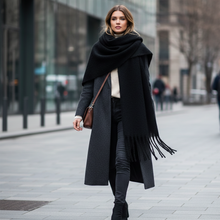 Load image into Gallery viewer, Black Plaid Scarf for Women
