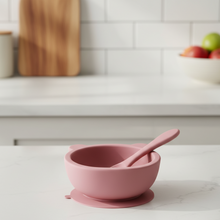 Load image into Gallery viewer, Silicone Suction Baby Feeding Bowl and Spoon Set
