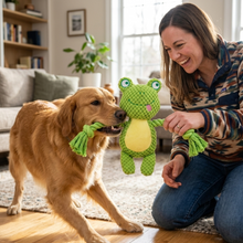 Load image into Gallery viewer, Green Frog Plush Dog Toy, Soft and Durable
