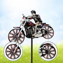 Load image into Gallery viewer, Motorrad-Windrad mit Skelett-Fahrer für Garten -    Zorenza
