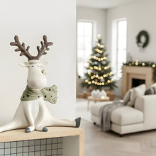 Load image into Gallery viewer, Hand-Painted Reindeer Figurine with Scarf, 5.5 Inch Resin Christmas Decoration
