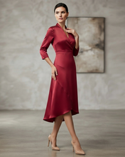 Load image into Gallery viewer, Womens Long Sleeve Midi Dress with Figure Skimming Cut and Fluid Drape

