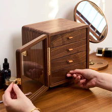 Load image into Gallery viewer, Black Walnut 360 Rotating Dual Sided Jewelry Box Organizer
