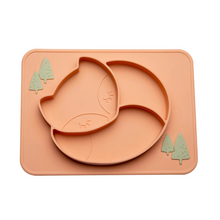 Load image into Gallery viewer, Baby Silicone Dinner Plate with Cartoon Fox Design
