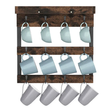 Load image into Gallery viewer, Wall Mounted Coffee Mug Holder Rack with 12 Hooks and Storage Shelf
