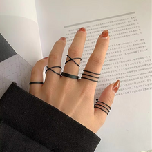 Load image into Gallery viewer, Gothic Black Heart and Dice Silver Ring Set for Women
