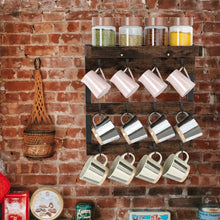 Load image into Gallery viewer, Wall Mounted Coffee Mug Holder Rack with 12 Hooks and Storage Shelf
