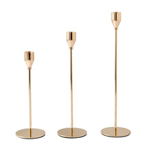 Load image into Gallery viewer, Modern Metal Gold Candlestick Holders for Wedding and Home Decor
