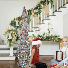 Load image into Gallery viewer, Collapsible Sequin Tinsel Christmas Tree 5 ft Reusable Artificial Holiday Decoration

