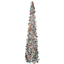 Load image into Gallery viewer, Collapsible Sequin Tinsel Christmas Tree 5 ft Reusable Artificial Holiday Decoration
