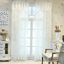 Load image into Gallery viewer, Elegant White Lace Tulle Curtains with Floral Design for Bedroom or Living Room
