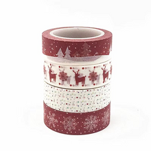 Load image into Gallery viewer, Christmas Washi Tape with Snowflake and Reindeer Designs for Holiday Crafts
