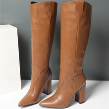 Load image into Gallery viewer, European Style Knee High Boots for Women, High Heel Pointed Toe Western Boots
