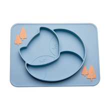Load image into Gallery viewer, Baby Silicone Dinner Plate with Cartoon Fox Design
