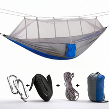 Load image into Gallery viewer, 2-Person Outdoor Hammock with Mosquito Net, Portable Parachute Fabric Camping Bed
