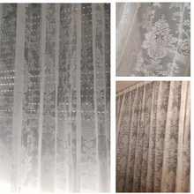 Load image into Gallery viewer, Elegant White Lace Tulle Curtains with Floral Design for Bedroom or Living Room
