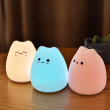 Load image into Gallery viewer, Charming Cat Silicone Night Light with 7-Color Touch Sensor
