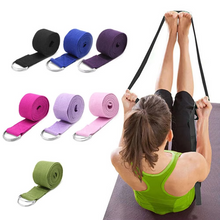 Load image into Gallery viewer, Premium Cotton Yoga Strap with Adjustable D Ring Buckle for Stretching and Pilates
